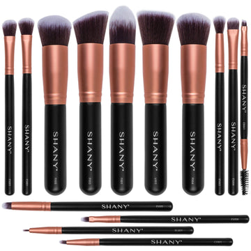 SHANY Makeup Brushes - Rose All Day - 14-Piece Brush Set – Foundation Powder Concealers Eye Shadows Makeup brushes - Complete Kabuki Makeup Brush Set in Rose Gold - 14 PCS - SHOP ROSE GOLD - BRUSH SETS - ITEM# SH-BR0014-RG