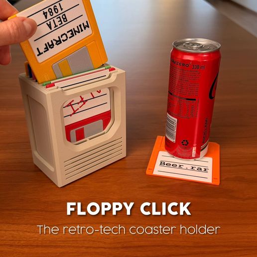 Floppy Disk Coaster Set & Retro Tech Desk Decor