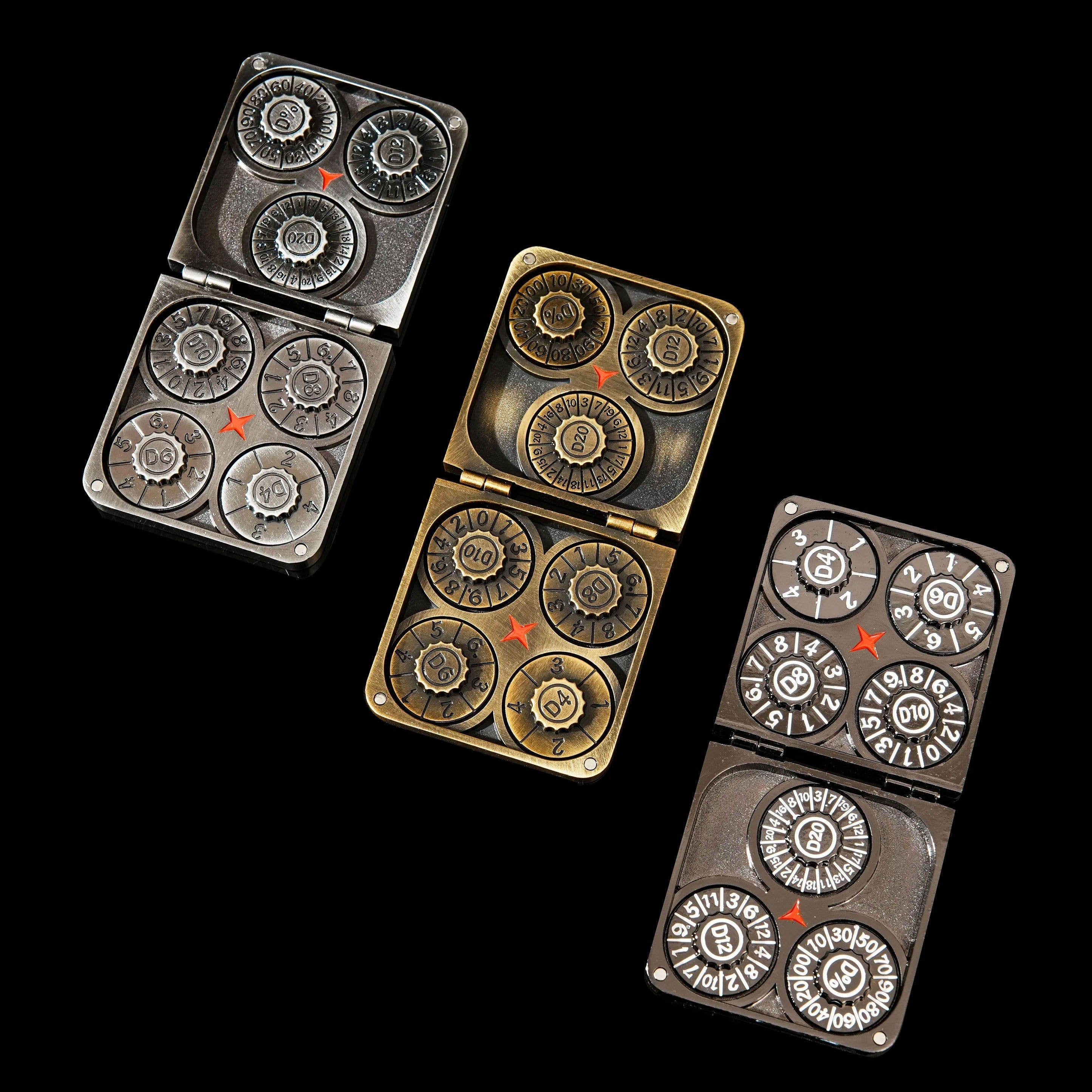 Pocket Revolving Metal RPG Dice - Dungeons & Dragons D20 Dice Games Rpg Metal Set with leather case