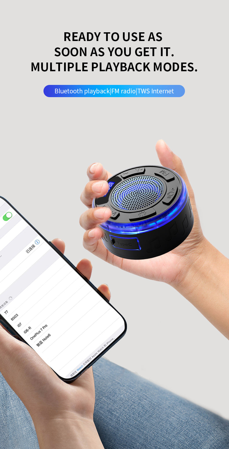 Aquro S3 Ultra – IPX7 Waterproof Shower Speaker with RGB Light & LED Display