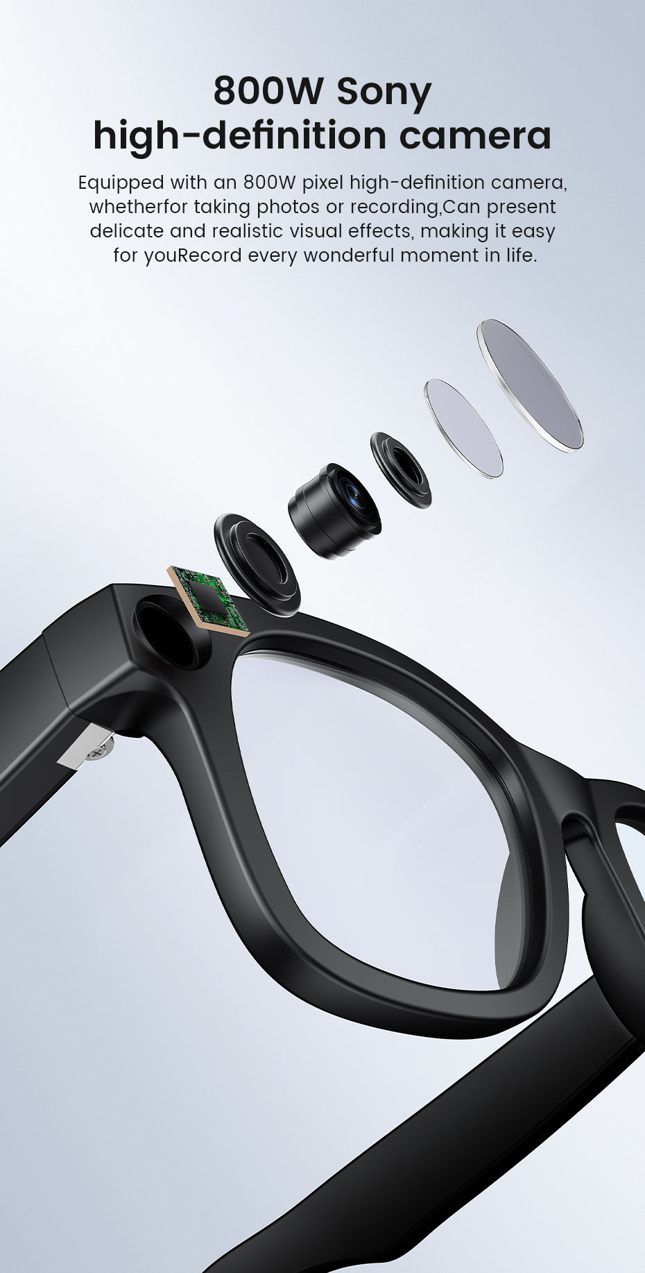 CyanVue AI Smart Glasses – 8MP Camera Glasses with Music & Call Features