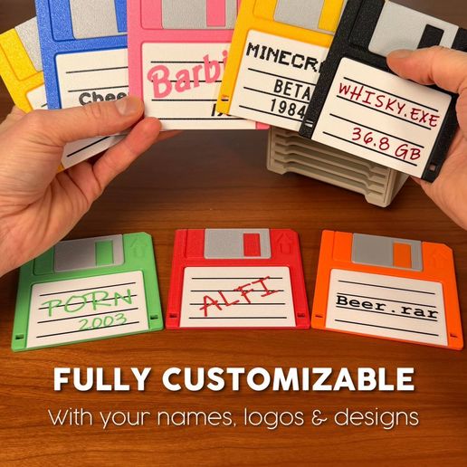 Floppy Disk Coaster Set & Retro Tech Desk Decor