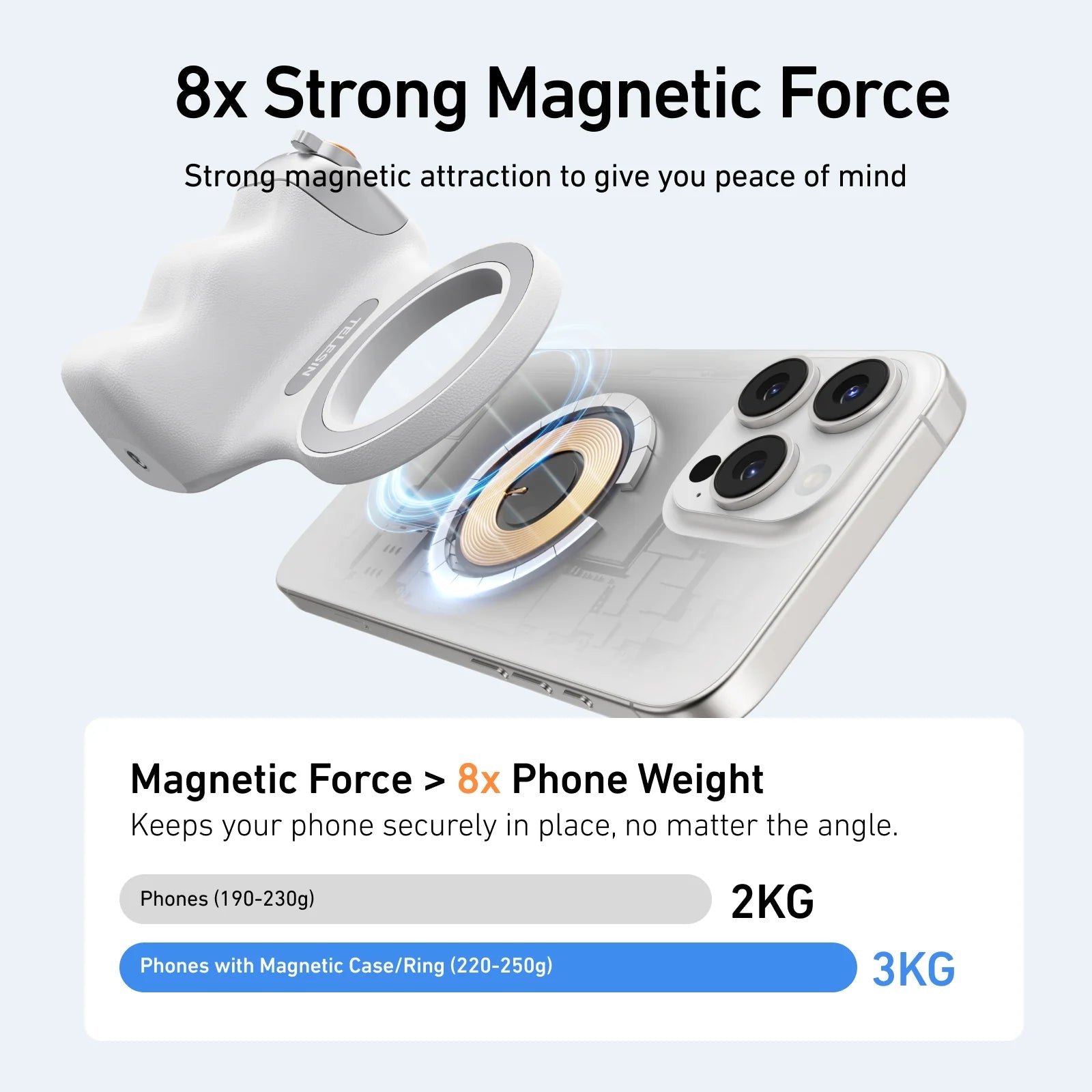 Magnetic Phone Grip with Bluetooth Shutter - Ergonomic Smartphone Camera Handle & Adjustable Stand