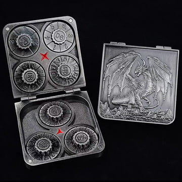 Pocket Revolving Metal RPG Dice - Dungeons & Dragons D20 Dice Games Rpg Metal Set with leather case
