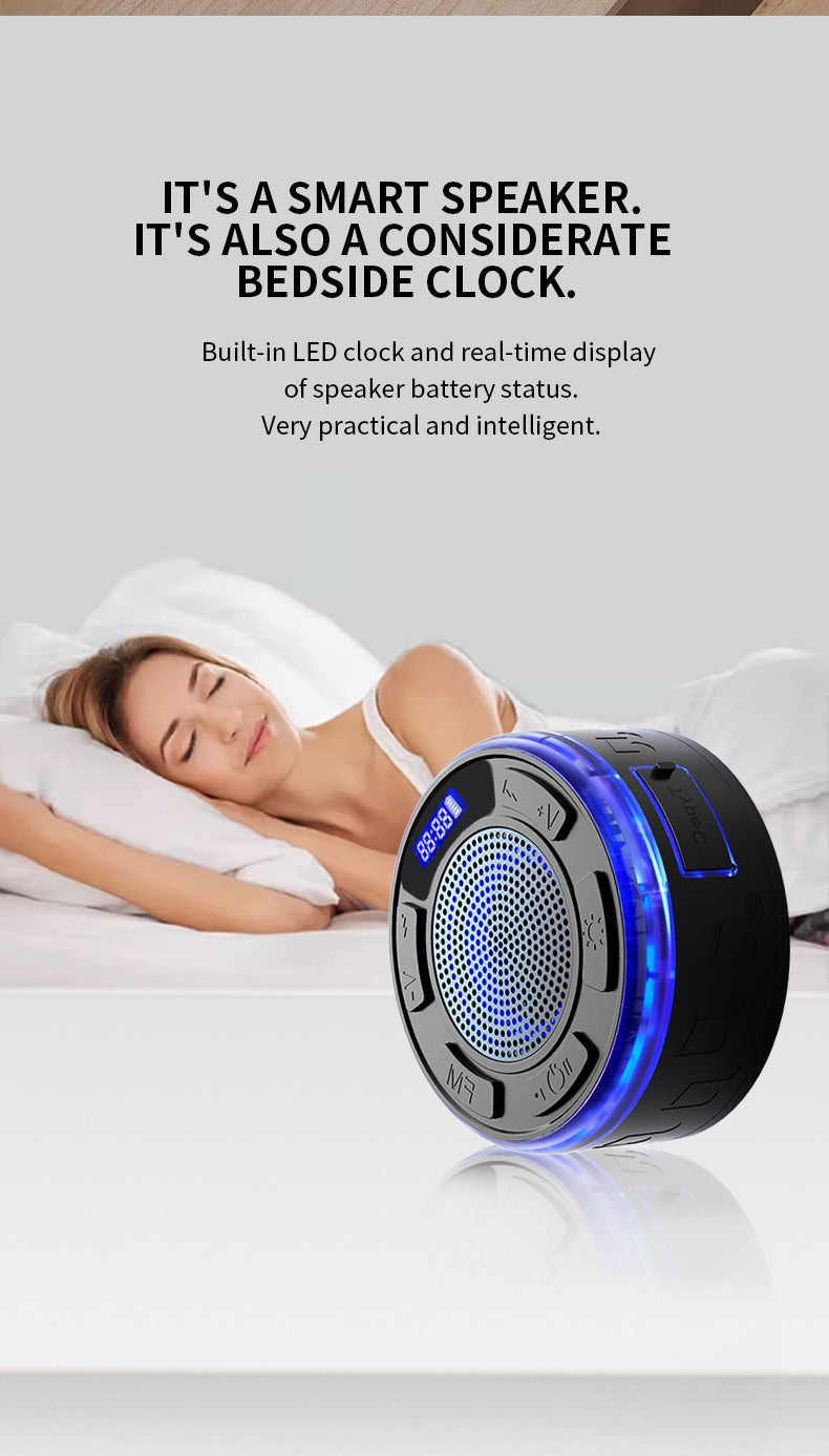 Aquro S3 Ultra – IPX7 Waterproof Shower Speaker with RGB Light & LED Display