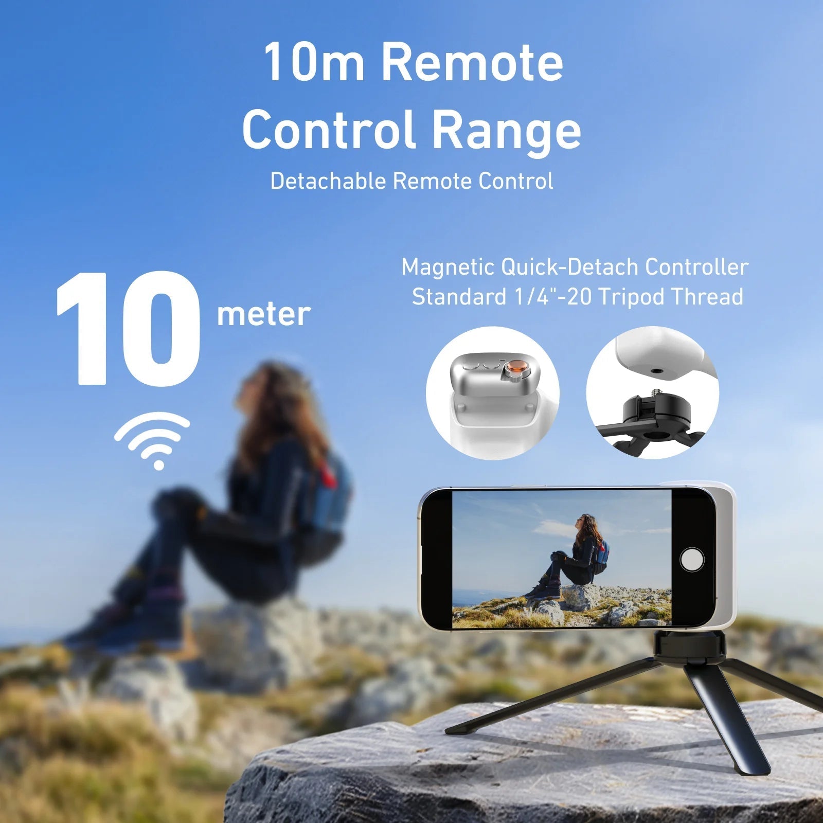 Magnetic Phone Grip with Bluetooth Shutter - Ergonomic Smartphone Camera Handle & Adjustable Stand