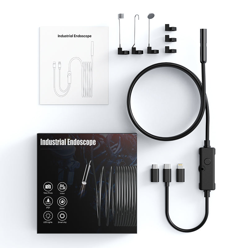FlexScope Pro – Plug & View Inspection Cam with 5M Bendable Cable and Swappable Tool Tips