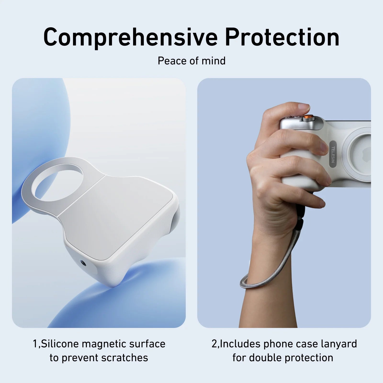 Magnetic Phone Grip with Bluetooth Shutter - Ergonomic Smartphone Camera Handle & Adjustable Stand