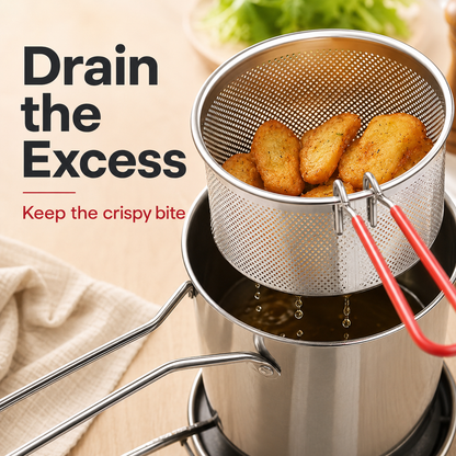 Personal Mini Deep Fryer Set – Stainless Steel with Draining Basket