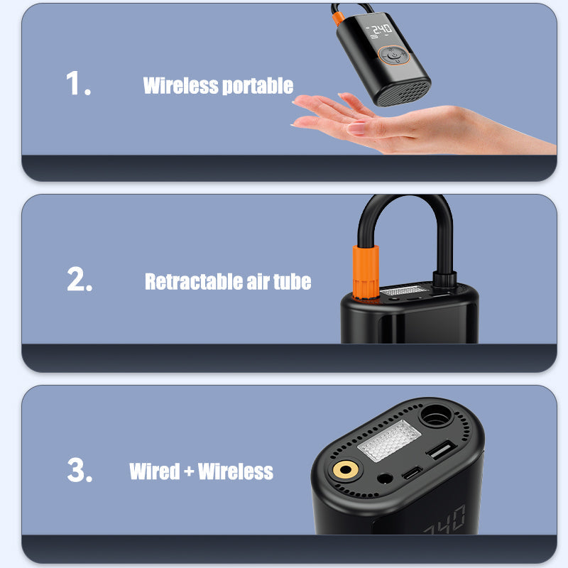 AirCore S1 – Smart Portable Tire Inflator | Wireless + Wired + Power Bank