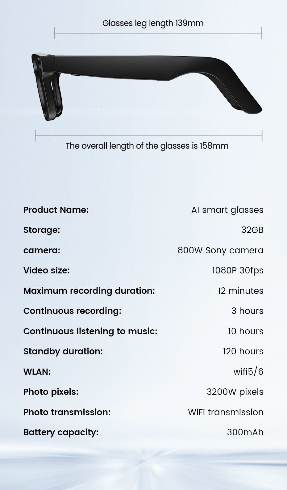 CyanVue AI Smart Glasses – 8MP Camera Glasses with Music & Call Features