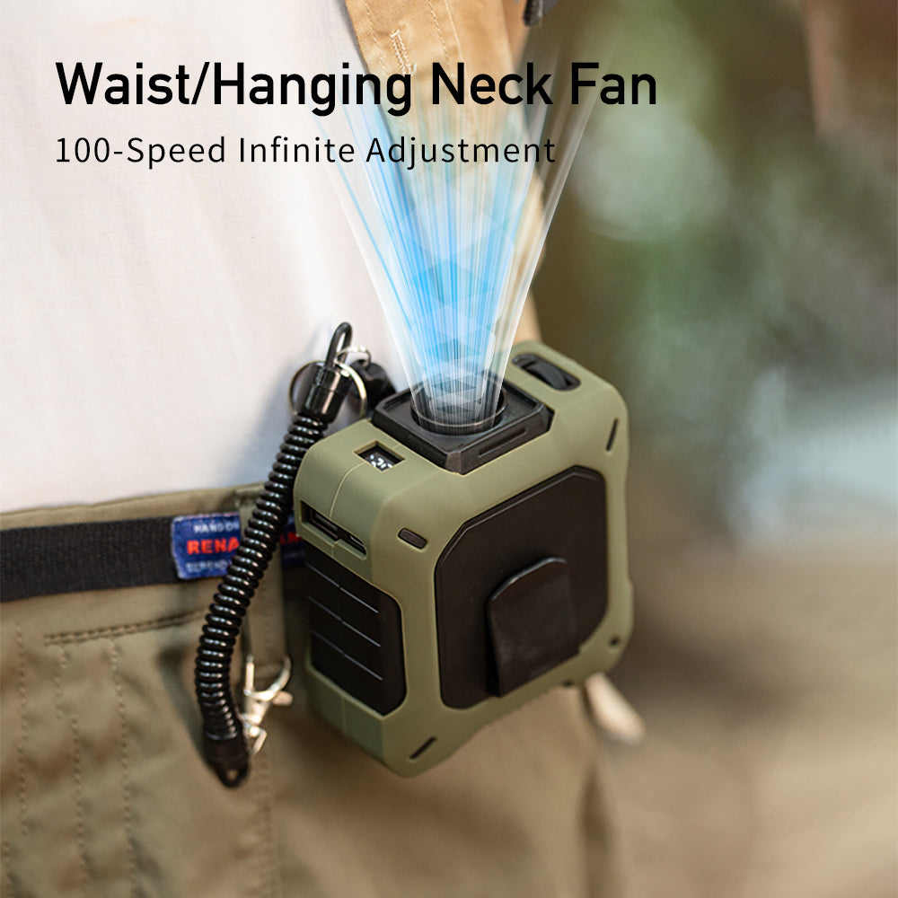 CoolBelt Pro – Wearable Waist Fan & Power Bank with Desktop Stand