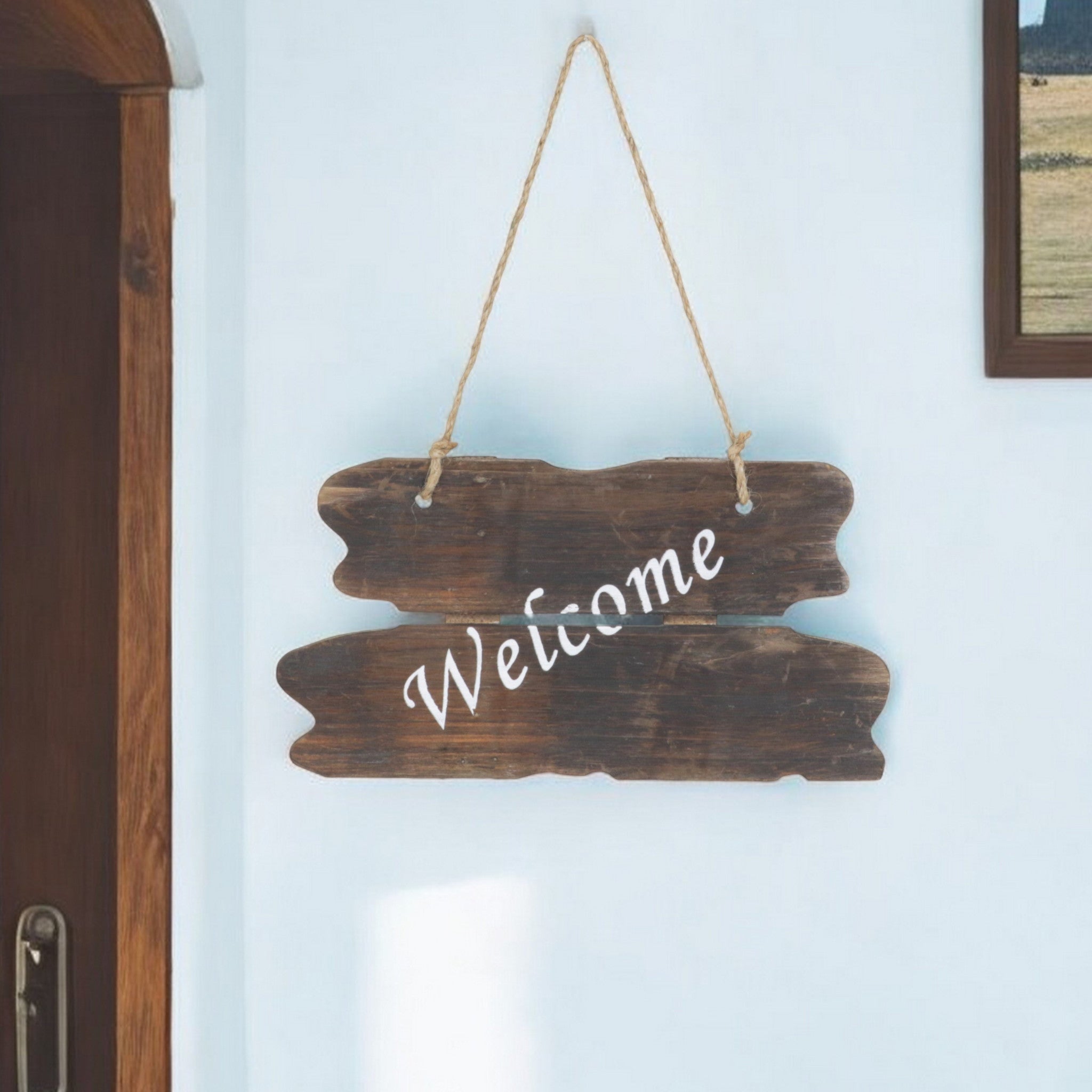 6" X 12" Brown Welcome Wood Wall Decor-0