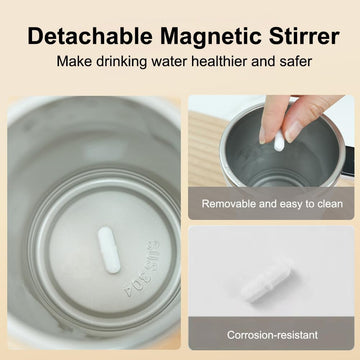 SpinBrew Mug – Self-Stirring Magnetic Coffee Cup with Temp Display