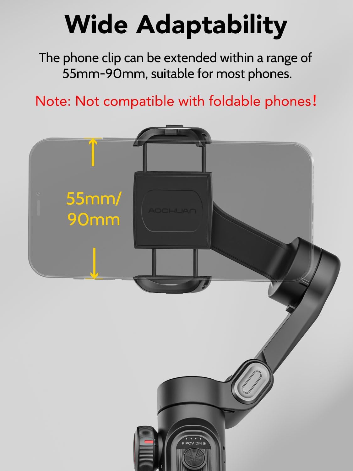 AOCHUAN Smart XE – 3-Axis Foldable Smartphone Gimbal with Gesture Control, Joystick, and AI Face Tracking
