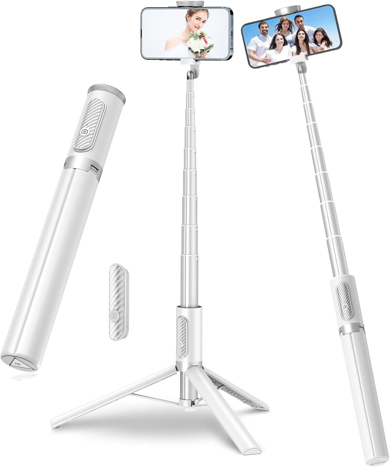 67" Cell Phone Selfie Stick Tripod,Smartphone Stand All-in-1 with Integrated Wireless Remote,Portable,Lightweight,Extendable for iPhone/Android(Black)