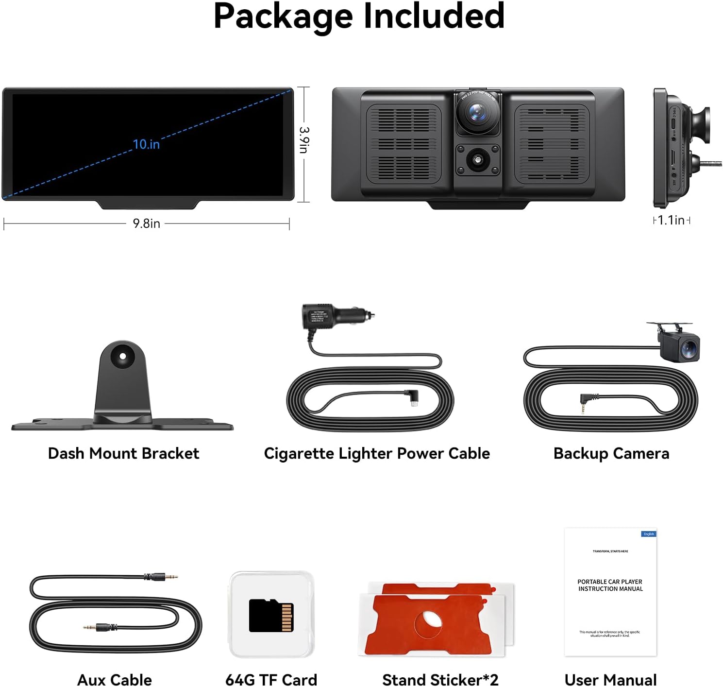 Carvera Smart 10.26" CarPlay & 4K Dual-Dash Cam System
