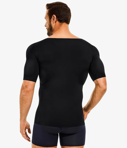 Men’s Padded Muscle Shirt, Chest & Abs Shaper Compression Undershirt