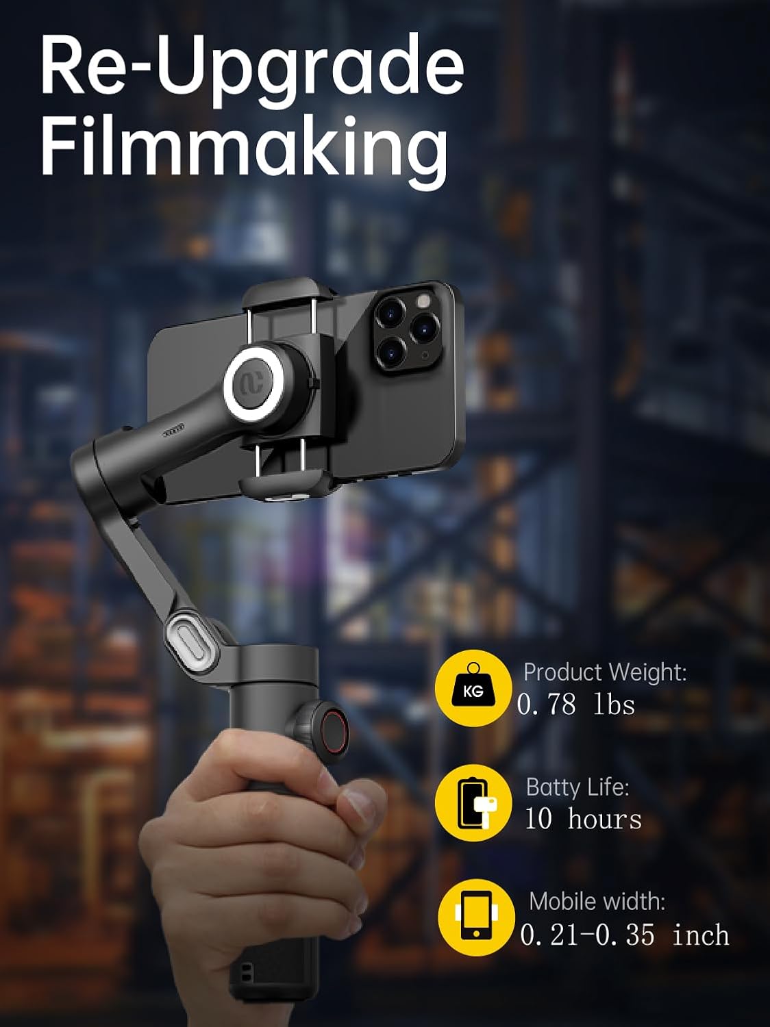 AOCHUAN Smart XE – 3-Axis Foldable Smartphone Gimbal with Gesture Control, Joystick, and AI Face Tracking