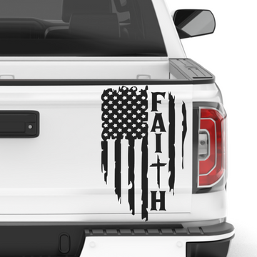 Faith Cross Tattered USA Flag Vinyl Decal Sticker-0