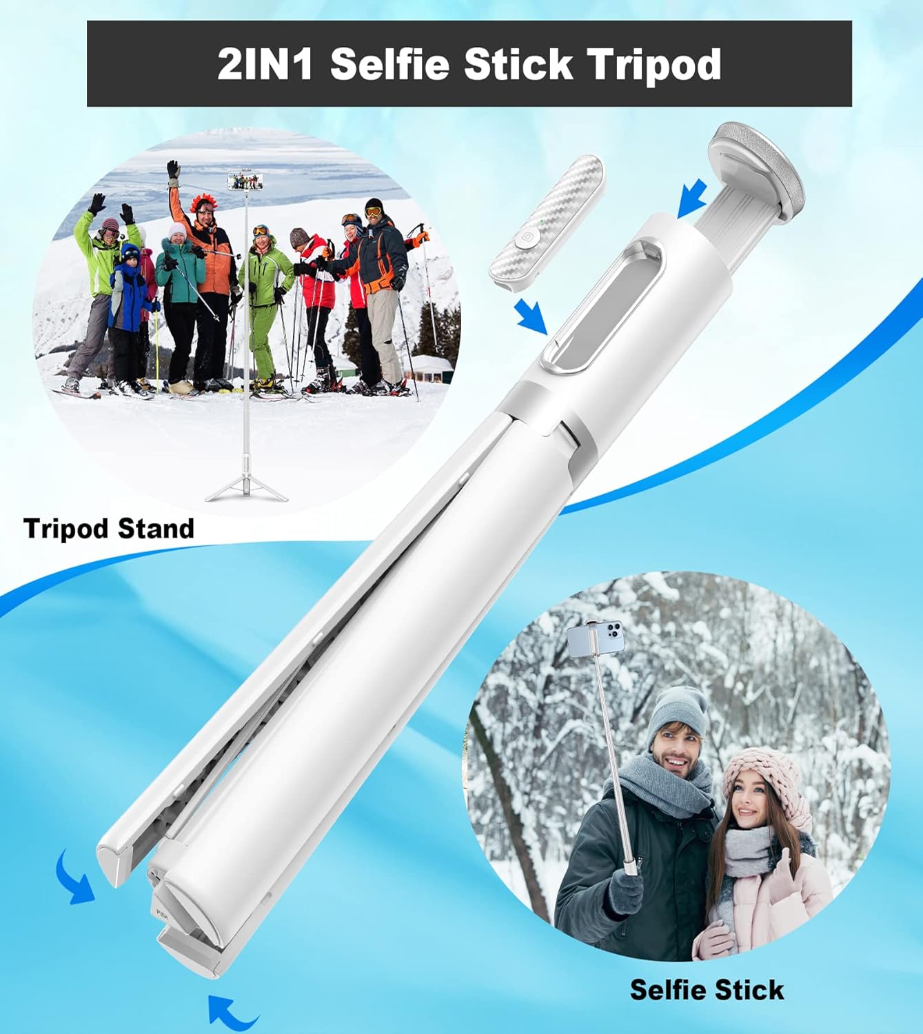 67" Cell Phone Selfie Stick Tripod,Smartphone Stand All-in-1 with Integrated Wireless Remote,Portable,Lightweight,Extendable for iPhone/Android(Black)