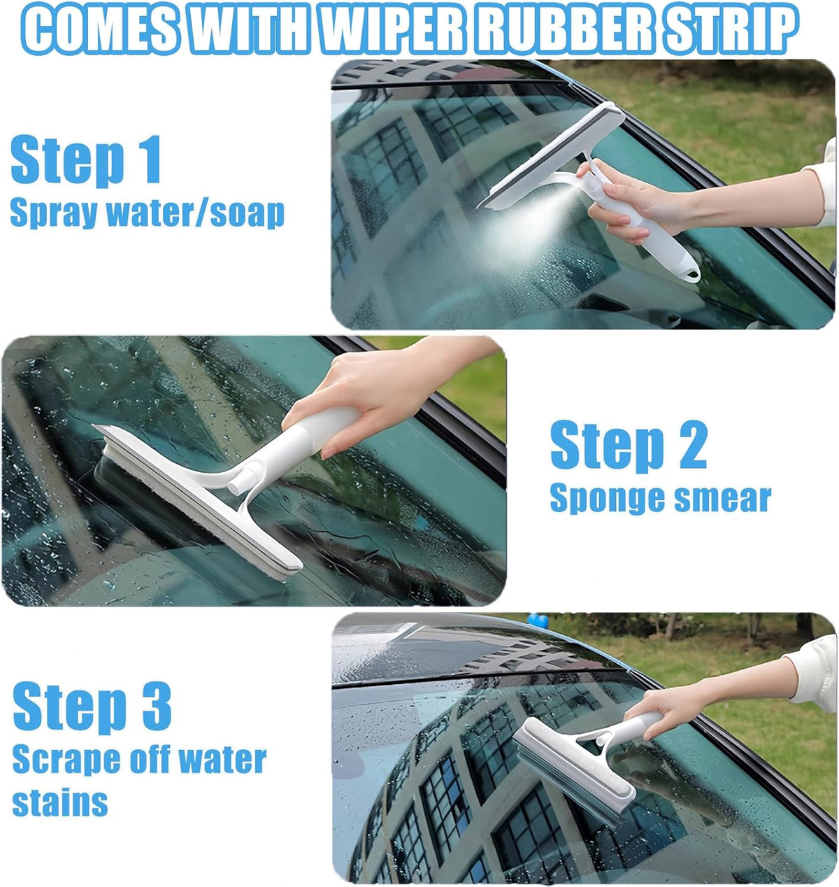 3-in-1 Spray Window & Mirror Squeegee
