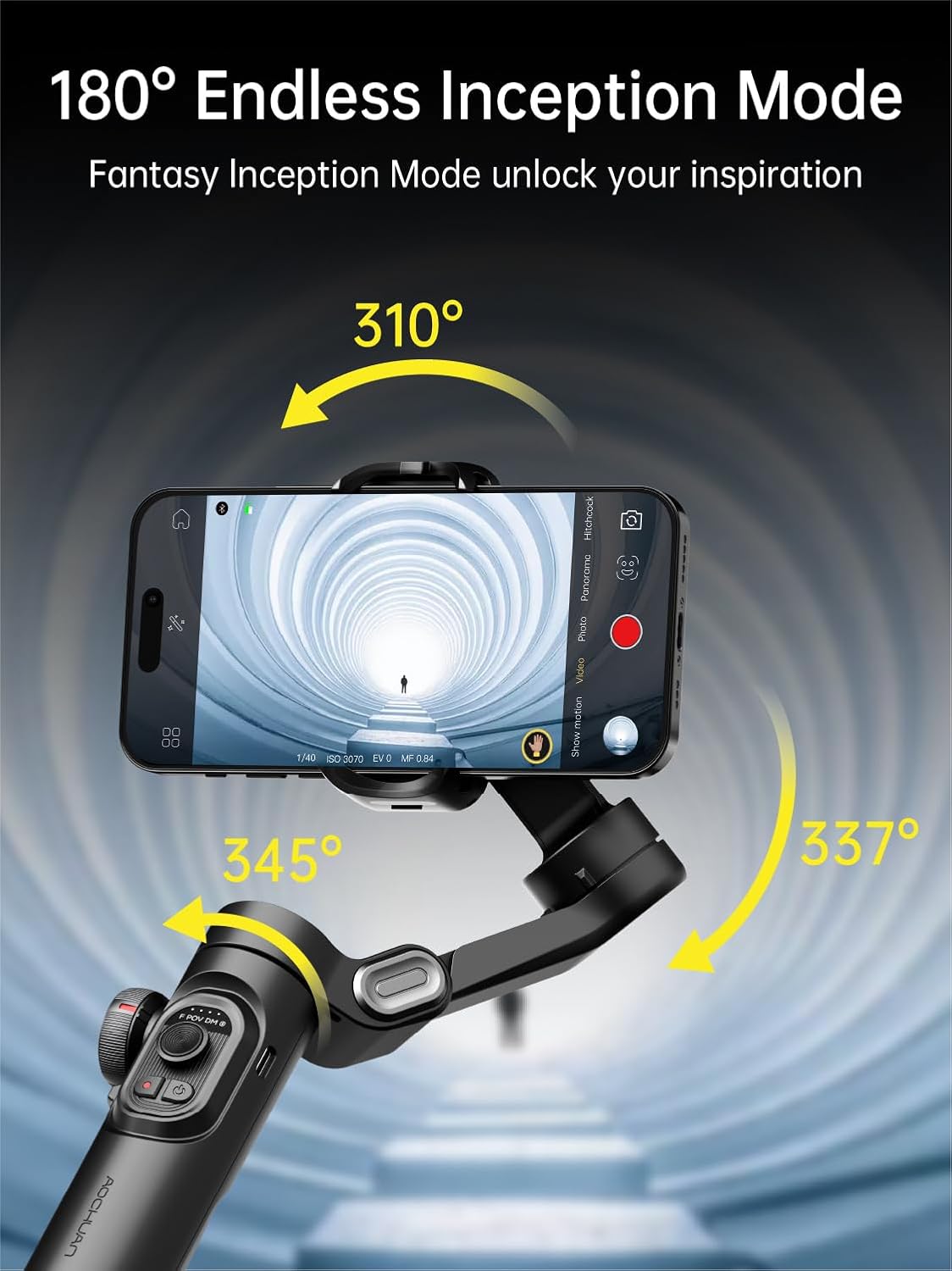 AOCHUAN Smart XE – 3-Axis Foldable Smartphone Gimbal with Gesture Control, Joystick, and AI Face Tracking