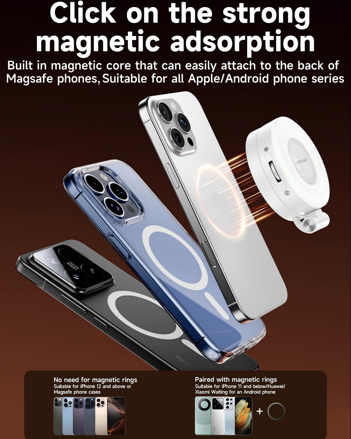 SnapLite Pro – CRI 95+ Magnetic 3-in-1 Selfie Light with Mirror