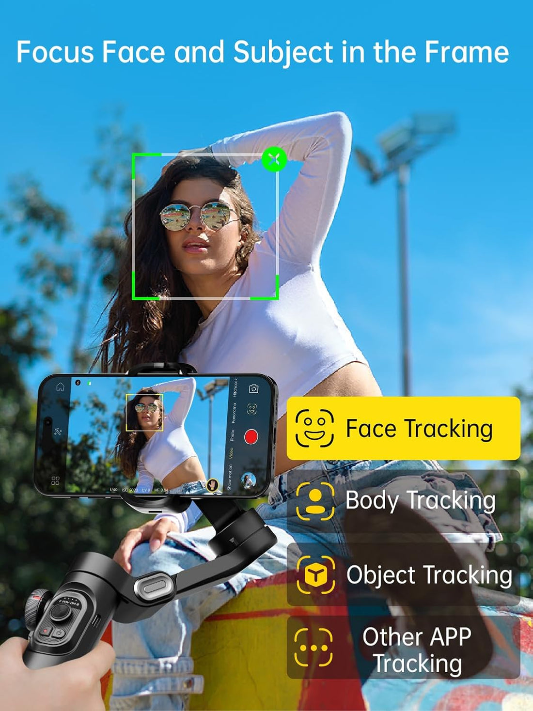 AOCHUAN Smart XE – 3-Axis Foldable Smartphone Gimbal with Gesture Control, Joystick, and AI Face Tracking