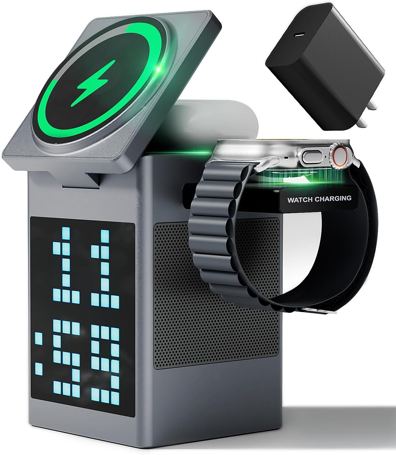 PixelCharge 3-in-1 Bluetooth Speaker & Charging Station