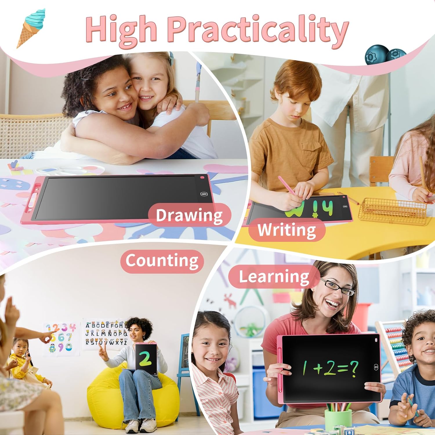 3-Pack Reusable LCD Drawing Board for Kids – Paper-Free Doodle Tablets