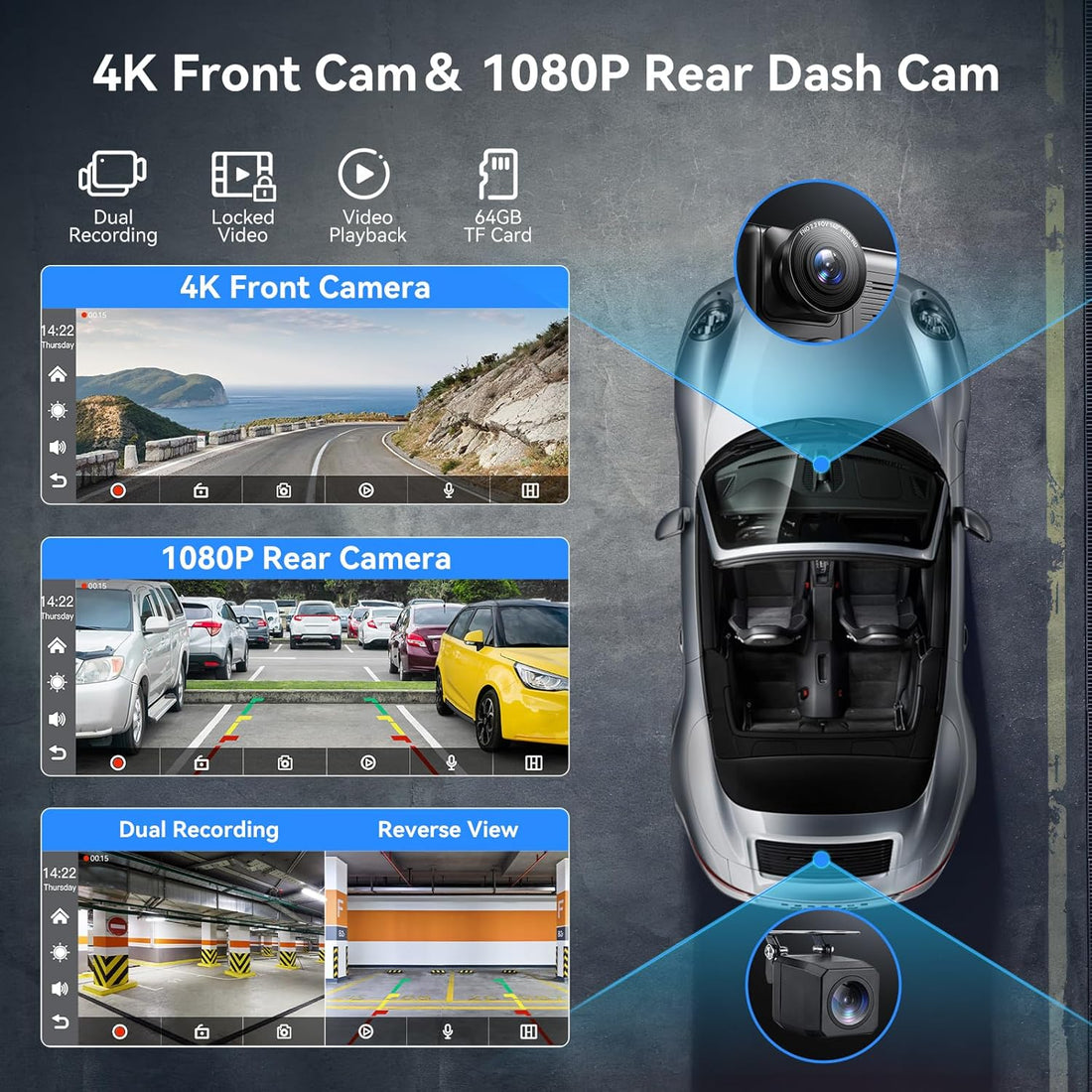 Carvera Smart 10.26" CarPlay & 4K Dual-Dash Cam System