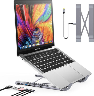USB-C Docking Station Laptop Stand – 8-in-1 USB-C Hub with 4K HDMI, 100W PD, Dual USB 3.0