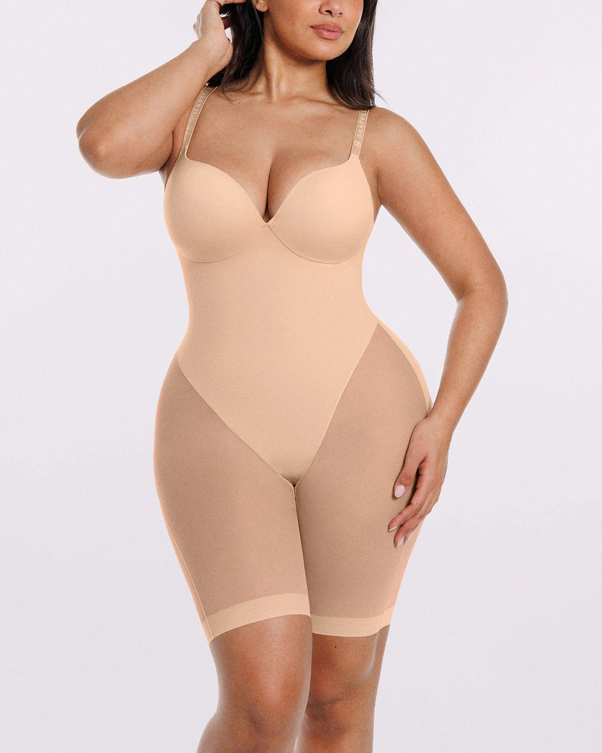 Bare Essentials™ MeshSmooth™ Low Back Mid Thigh Bodysuit