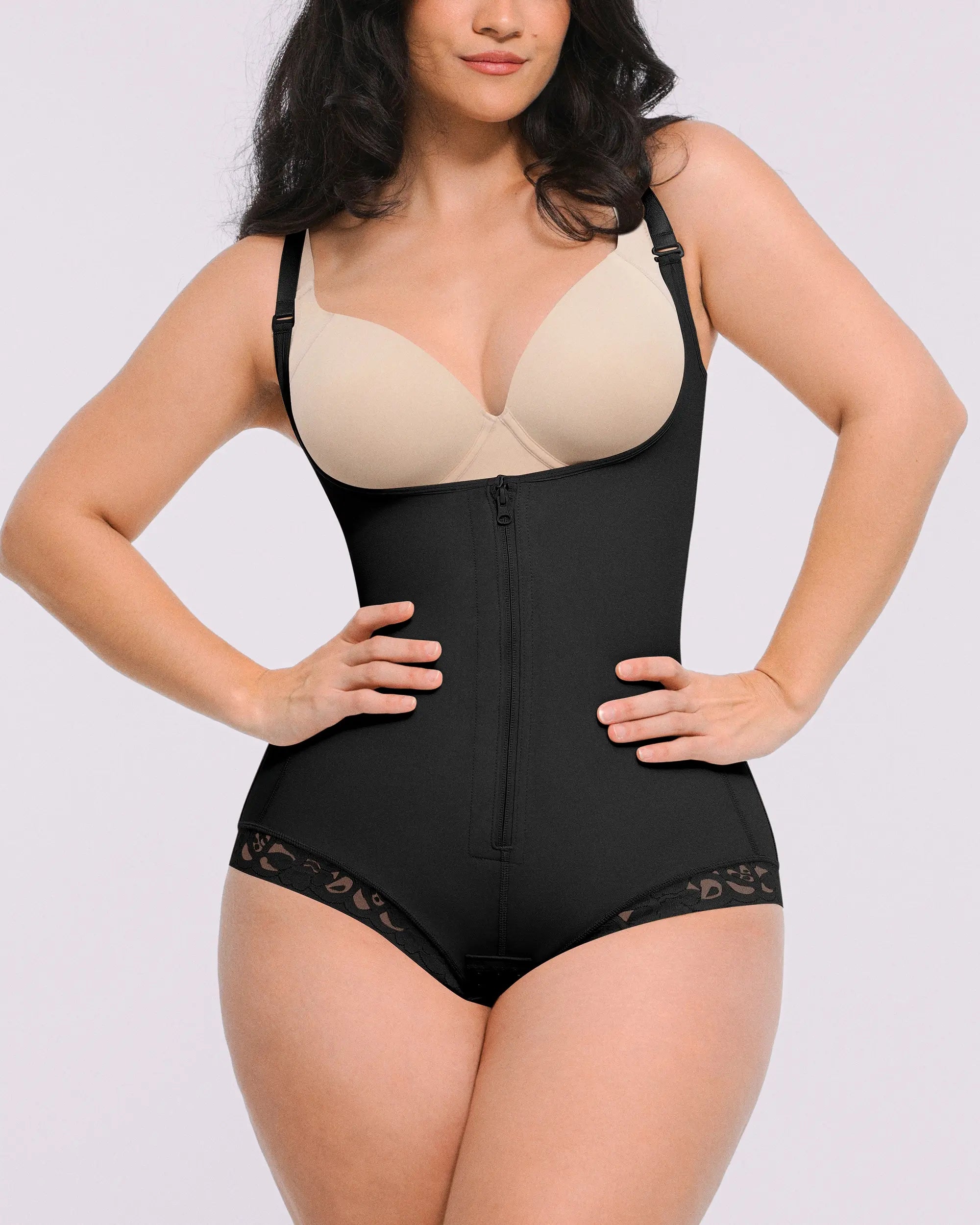 Bare Essentials™ AirSlim® Zipper Front Open Bust Brief Bodysuit