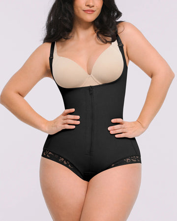 Bare Essentials™ AirSlim® Zipper Front Open Bust Brief Bodysuit
