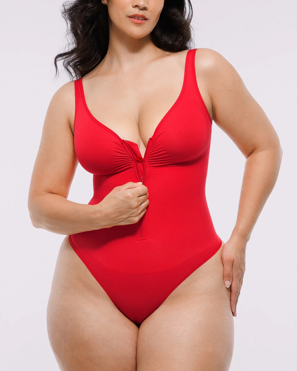 Bare Essentials™ Skin Flow Zipper Front Thong Bodysuit