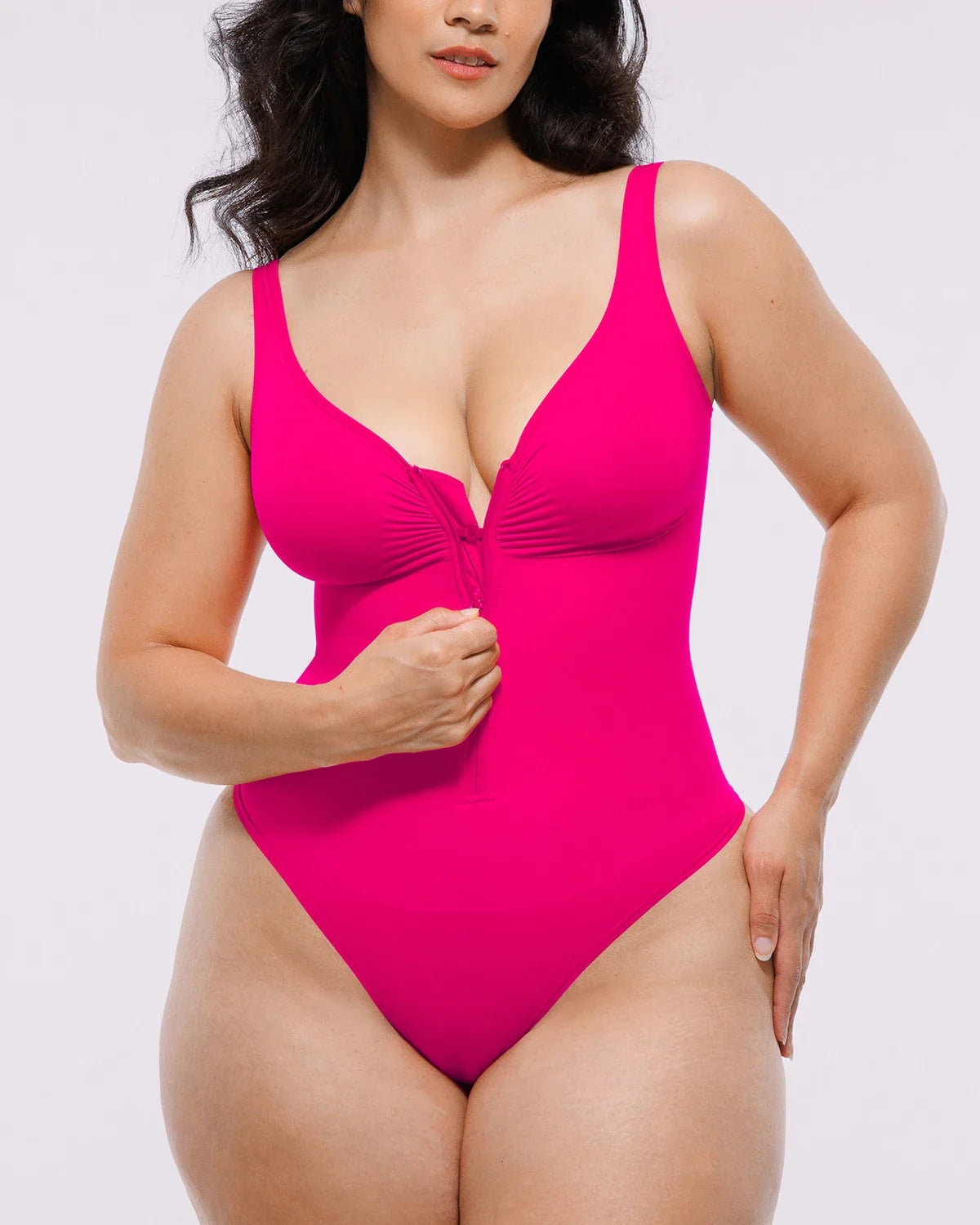 Bare Essentials™ Skin Flow Zipper Front Thong Bodysuit