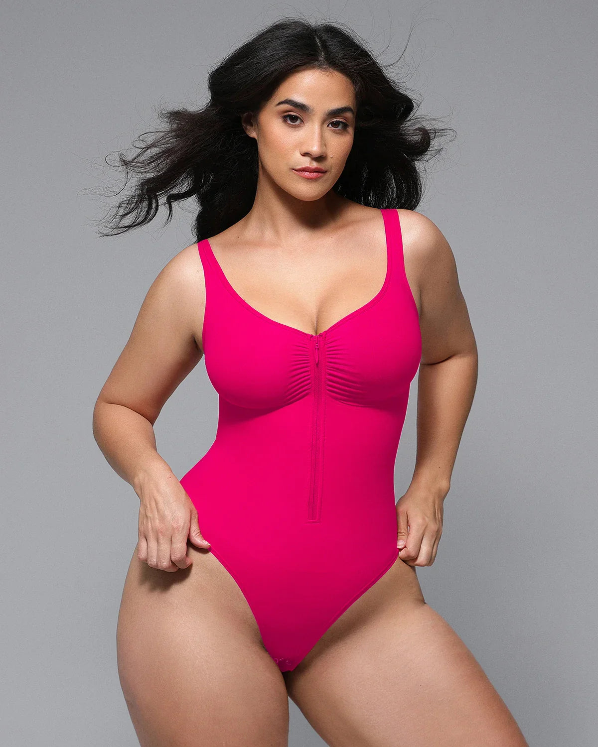 Bare Essentials™ Skin Flow Zipper Front Thong Bodysuit