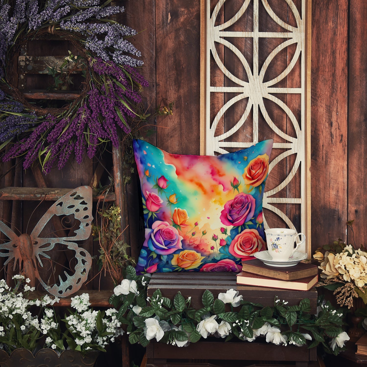 Colorful Roses Throw Pillow-4