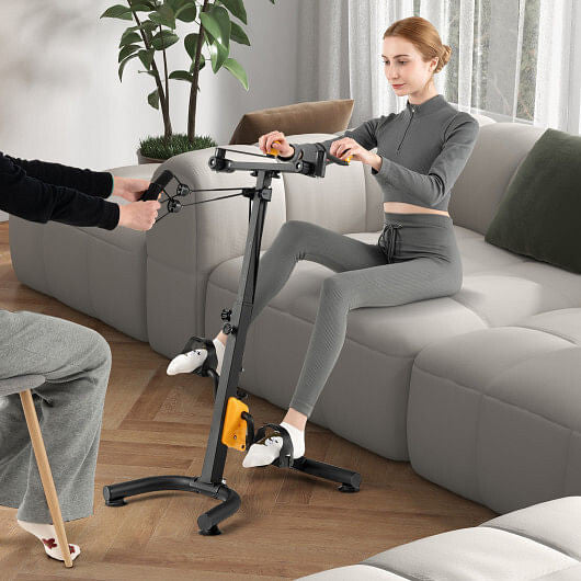 Pedal Exerciser with Adjustable Handgrip for Seniors-Yellow-0