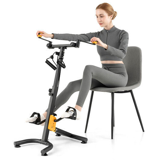 Pedal Exerciser with Adjustable Handgrip for Seniors-Yellow-0