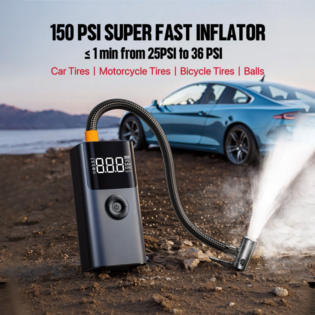 12V Portable Jump Starter with Built-In Air Compressor and Smart Safety Protection