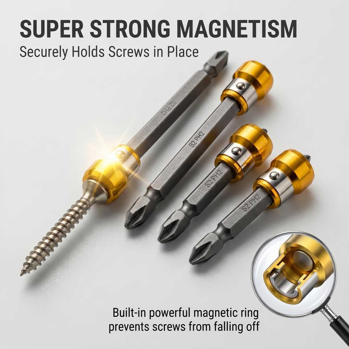 4-Piece PH2 Magnetic Screw-Holding Bit Set