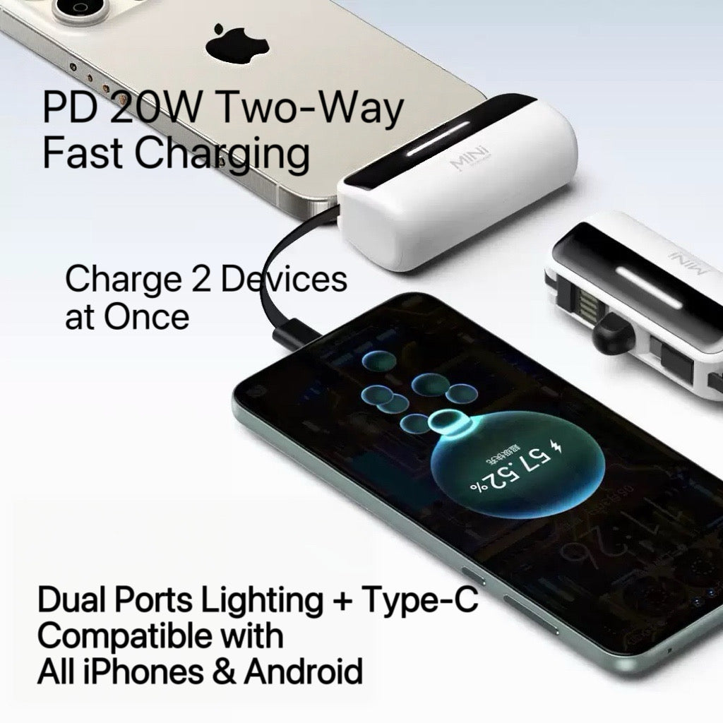 PowerCapsule 5000 — Ultra-Compact All-in-One Emergency Power Bank (Lightning / Type-C)
