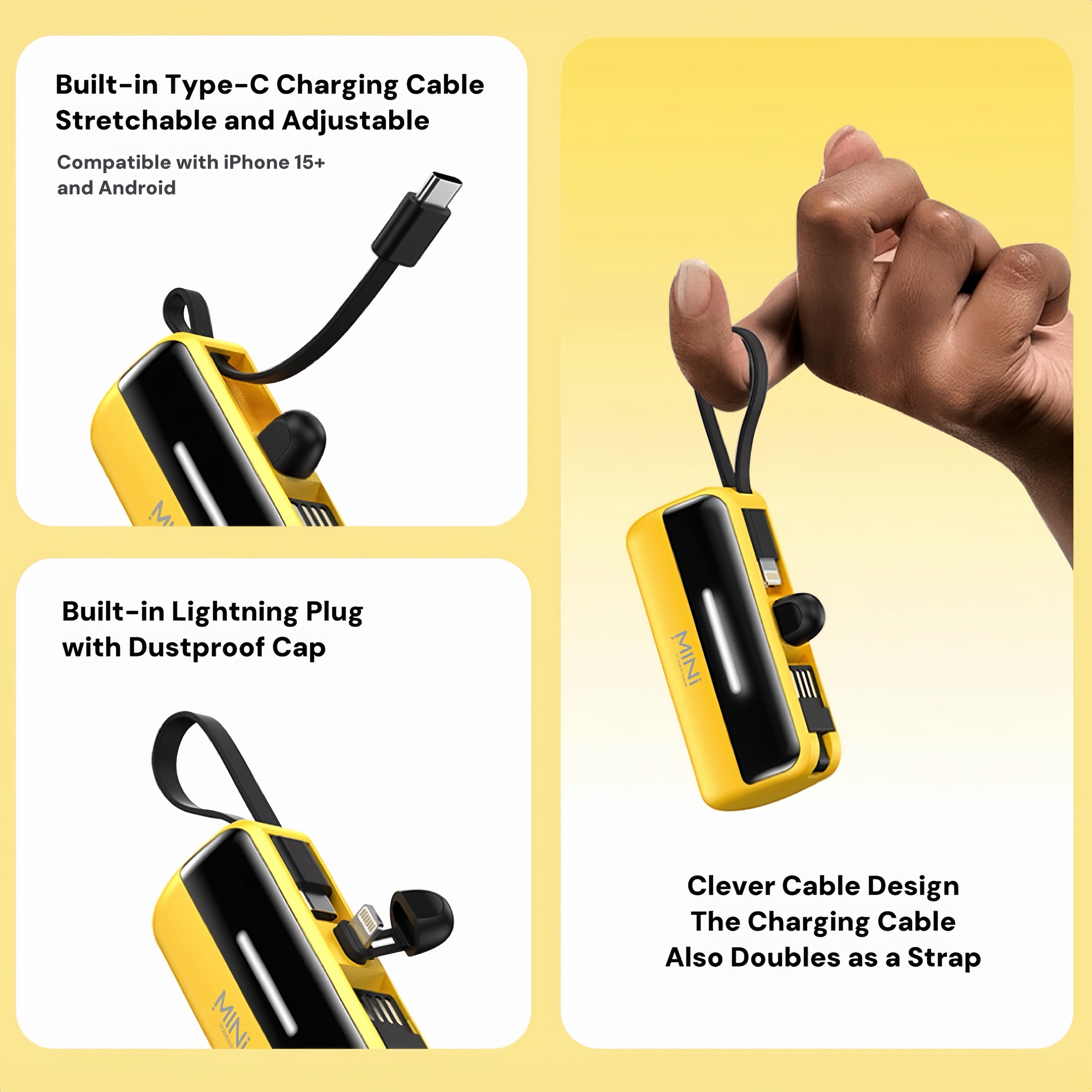 PowerCapsule 5000 — Ultra-Compact All-in-One Emergency Power Bank (Lightning / Type-C)