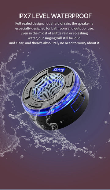 Aquro S3 Ultra – IPX7 Waterproof Shower Speaker with RGB Light & LED Display