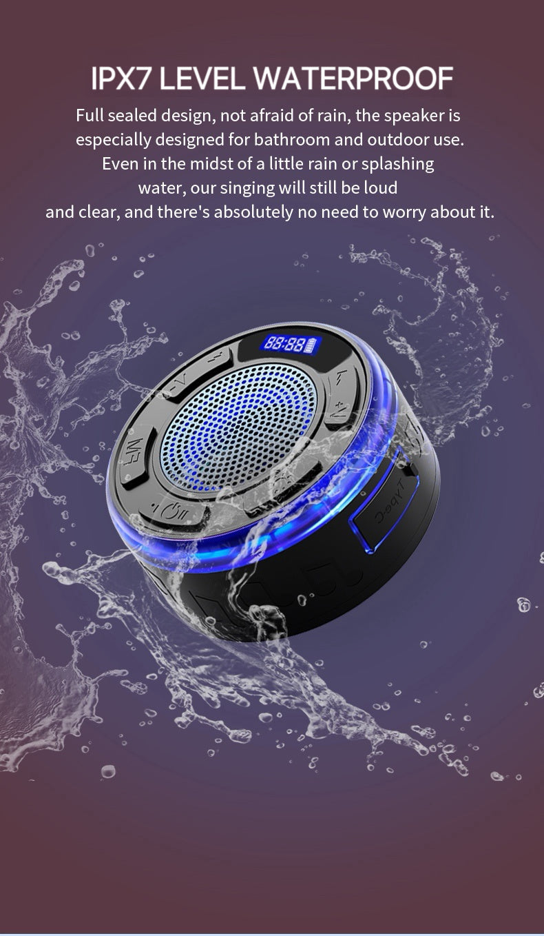 Aquro S3 Ultra – IPX7 Waterproof Shower Speaker with RGB Light & LED Display
