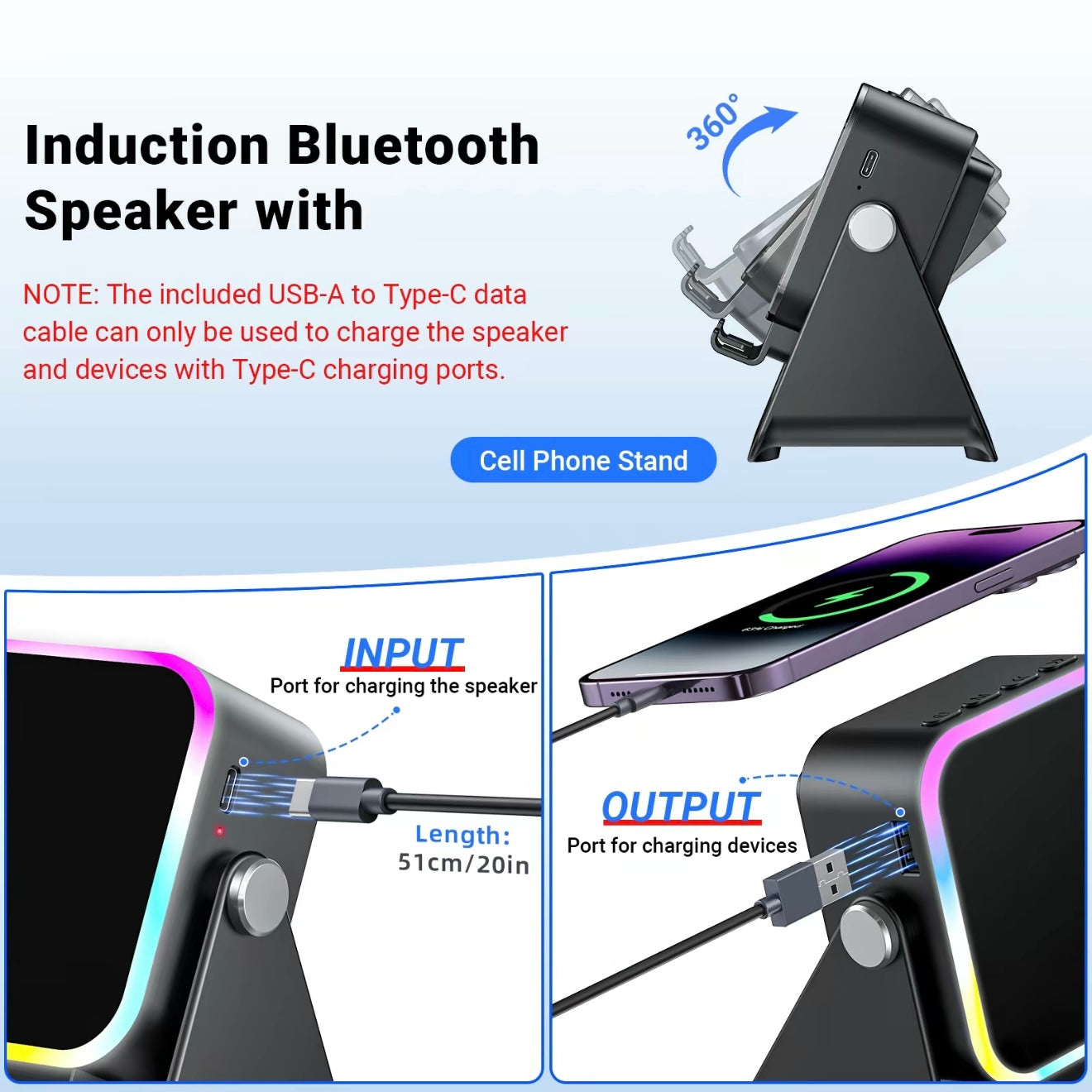 5-in-1 Induction Phone Speaker Stand