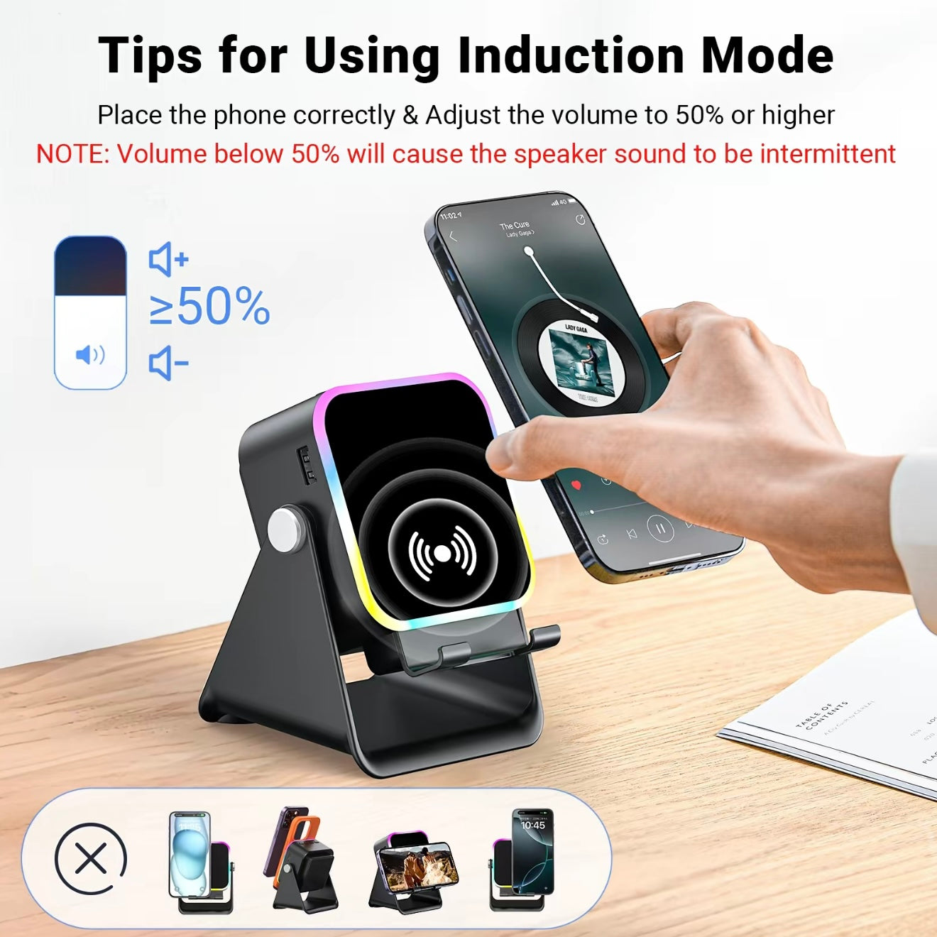 5-in-1 Induction Phone Speaker Stand